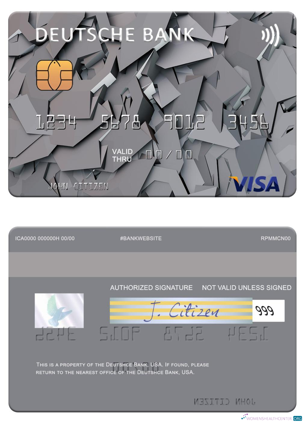 Download USA Deutsche Bank visa card Photoshop template